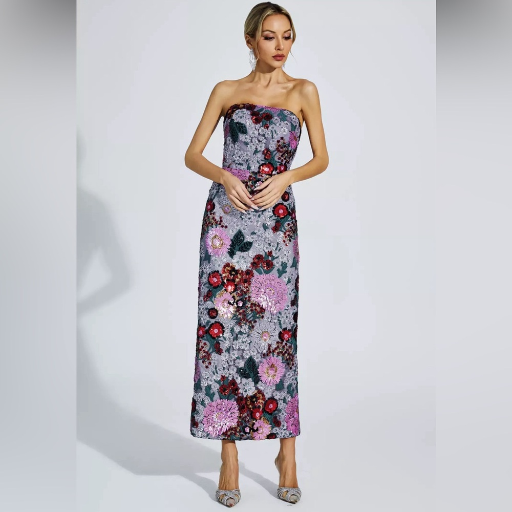 Amelie Purple Flower Embellishment Dress